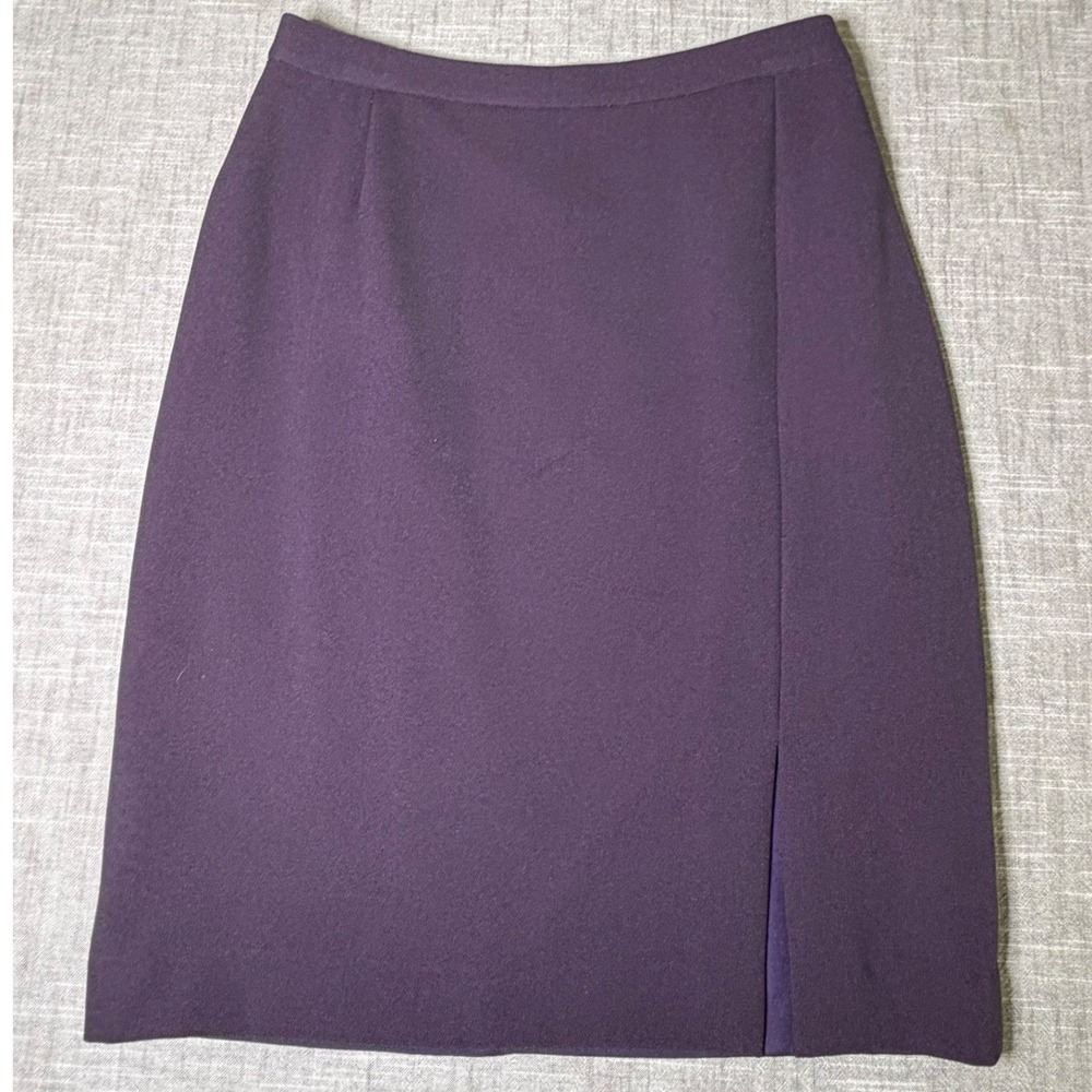 Doncaster Purple Pencil Skirt Womens 10 Knee Length Side Slit Professional Plum